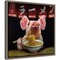 Oodles of Noodles (Pig) by Lucia Heffernan 16-in. W x 16-in. H. Canvas Wall Art Print Framed in Grey